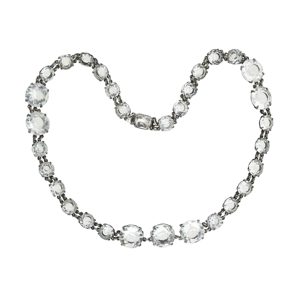 Art Deco Sterling + Rock Quartz Crystal Necklace