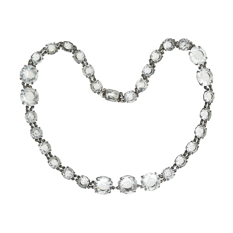 Art Deco Sterling + Rock Quartz Crystal Necklace
