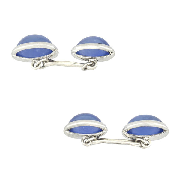 Art Deco Platinum Natural Ceylon Sapphire Cabochon Cufflinks