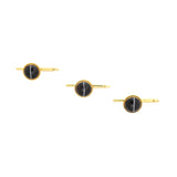 Victorian 14k Banded Agate Cabochon 6-Piece Cufflink Set with Original Box