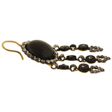 Victorian 14kt Onyx + Cut Steel Dramatic Dangle Earrings