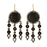Victorian 14kt Onyx + Cut Steel Dramatic Dangle Earrings