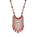 Art Deco Czechoslovakian Brass & Faux Carnelian Glass Necklace