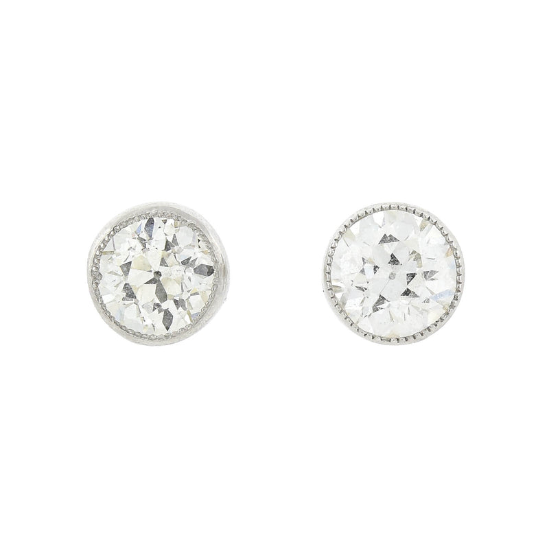Estate Platinum/14kt + Diamond Stud Earrings 2.27ctw