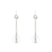 Art Deco Sterling "Pools of Light" Rock Quartz Earrings