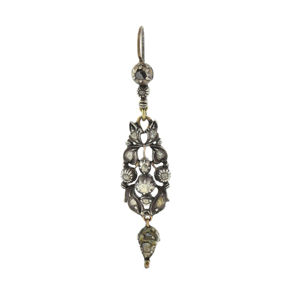 Georgian Sterling Silver Rose Cut Diamond Earrings 0.50ctw