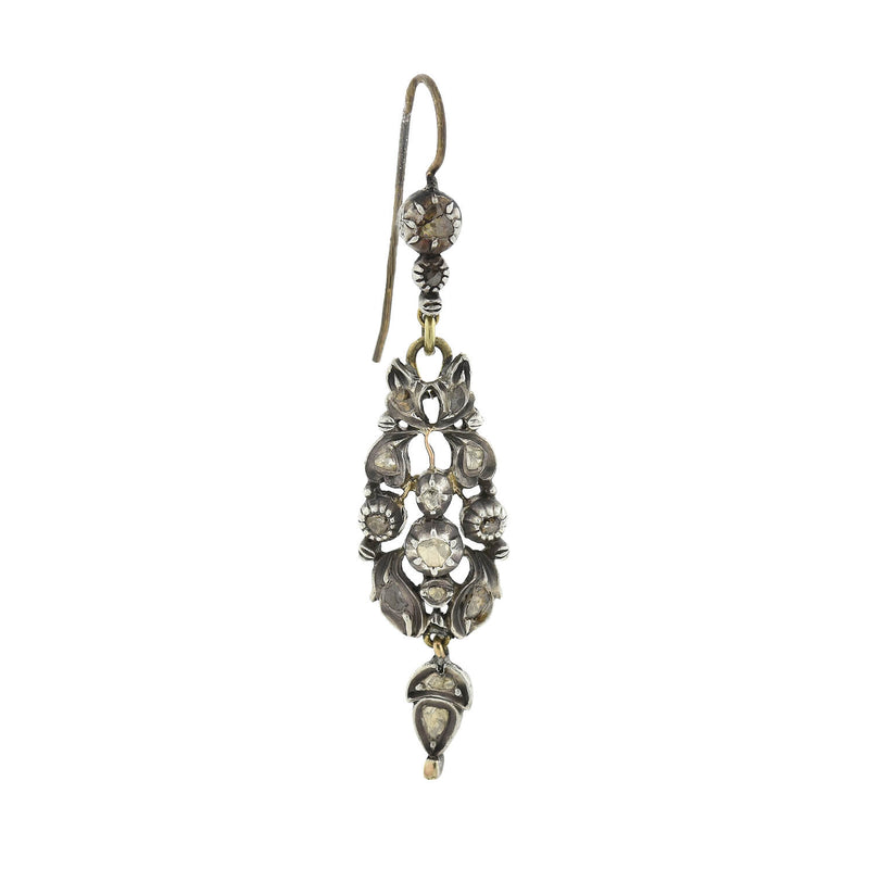 Georgian Sterling Silver Rose Cut Diamond Earrings 0.50ctw
