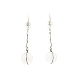 Art Deco Sterling "Pools of Light" Rock Quartz Earrings