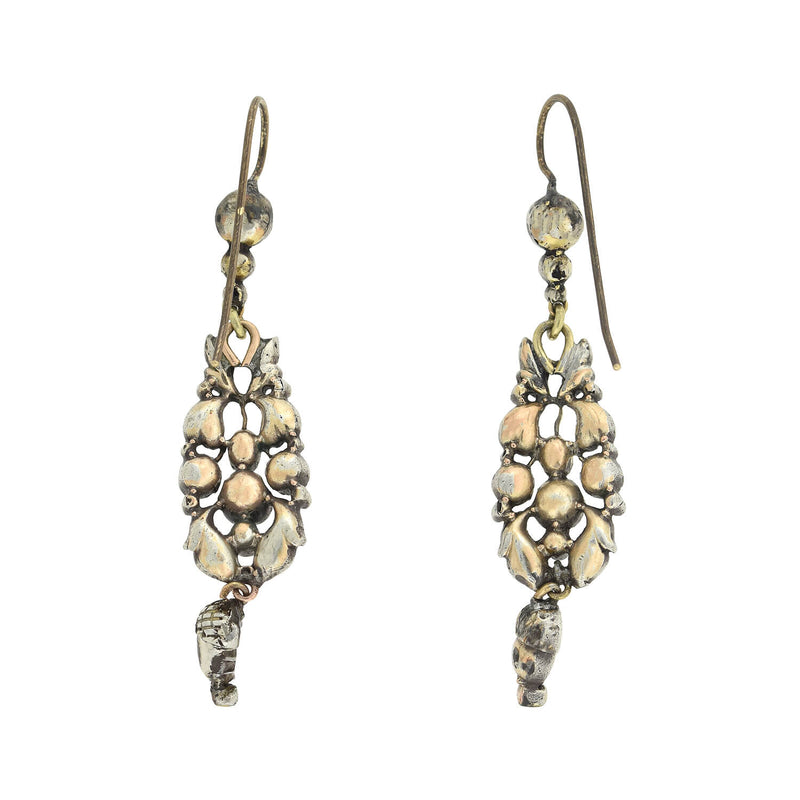 Georgian Sterling Silver Rose Cut Diamond Earrings 0.50ctw