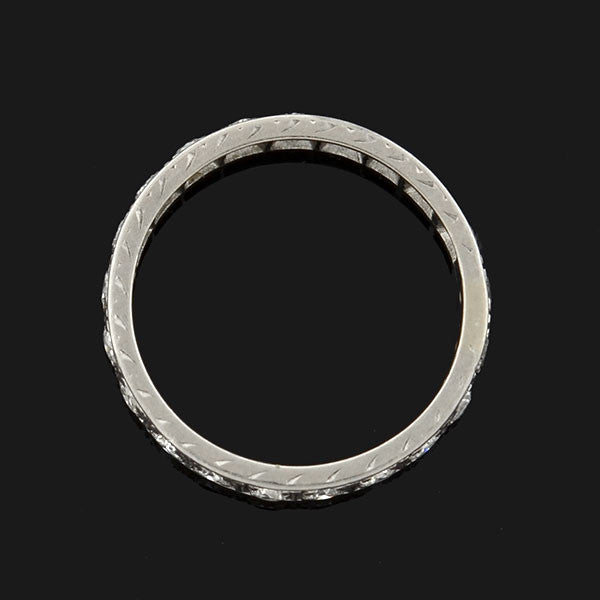 Art Deco Platinum & Full Cut Diamond Eternity Band .65ctw