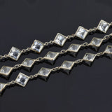 Art Deco German Silver Square Cut Crystal Necklace 55"