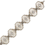 KREMENTZ Art Deco Platinum/14kt Reverse Carved Rock Crystal & Diamond Bracelet