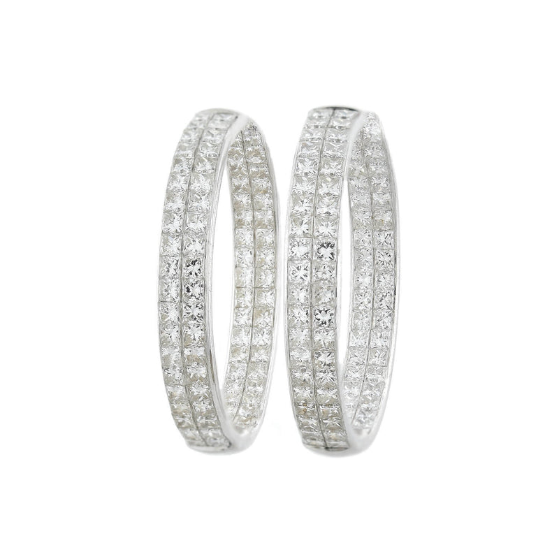 Estate 14kt "Inside-Out" 8ctw Diamond Hoop Earrings
