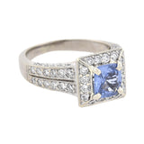 Estate 14kt Diamond + Sapphire Ring 0.90ct center