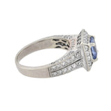 Estate 14kt Diamond + Sapphire Ring 0.90ct center