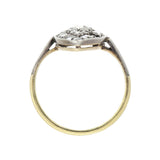 Edwardian 21kt/Sterling + Diamond Navette Ring