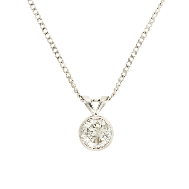 Estate 14k White Gold Diamond Pendant Necklace 0.90ctw