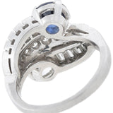C.D. PEACOCK Art Deco Platinum Diamond + Sapphire Ring