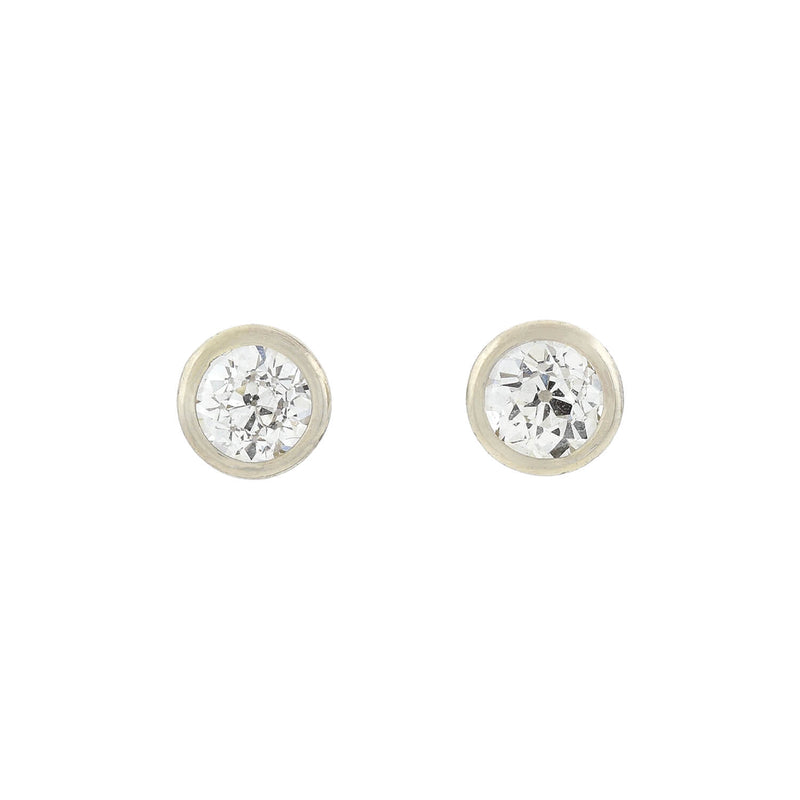 Estate Platinum/14kt + Diamond Stud Earrings 0.85ctw