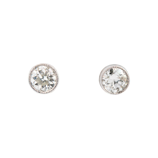 Art Deco 14k Diamond Stud Earrings 1.00ctw