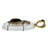 Victorian Large 18kt Rock Crystal, Diamond, Garnet + Tiger Eye Bug Pendant
