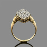 Victorian 15kt/Sterling Pavé Diamond Navette Ring