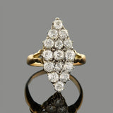 Victorian 15kt/Sterling Pavé Diamond Navette Ring