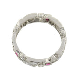 Art Deco Platinum Diamond & Ruby Cutout Band