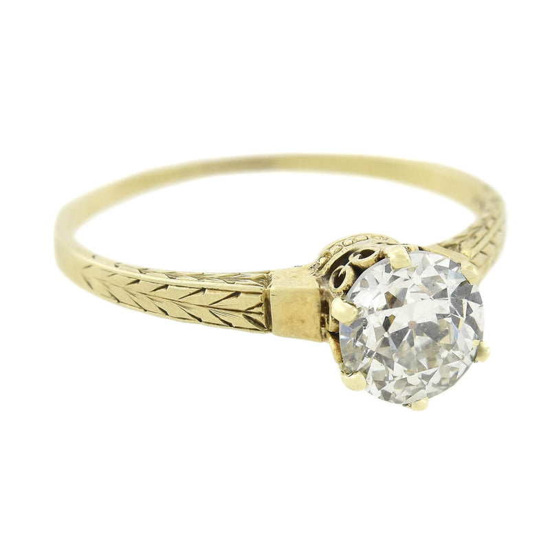 Late Victorian 14kt + Diamond Engagement Ring 1.14ct