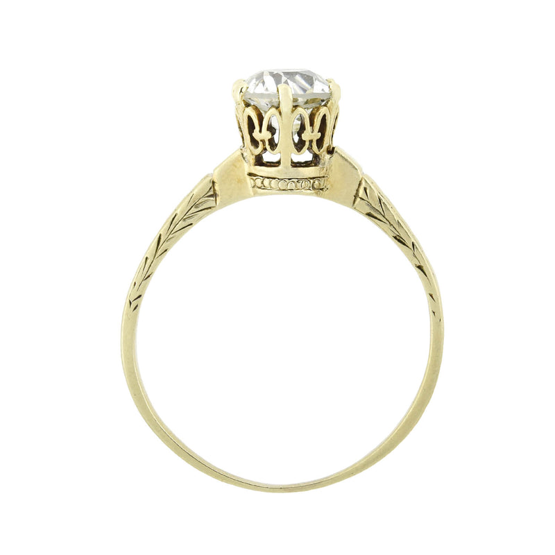 Late Victorian 14kt + Diamond Engagement Ring 1.14ct