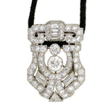 Art Deco Platinum Diamond Clip Pendant Necklace 2.30ctw