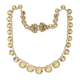 CHRISTIAN DIOR Vintage Champagne Crystal Riviera Necklace + Clip-On Earring Set