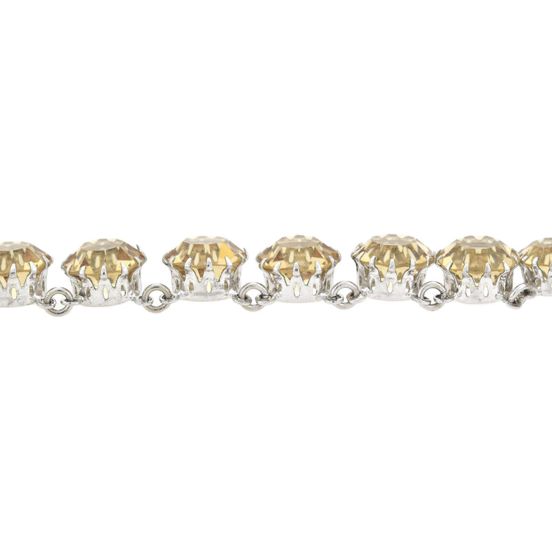 CHRISTIAN DIOR Vintage Champagne Crystal Riviera Necklace + Clip-On Earring Set