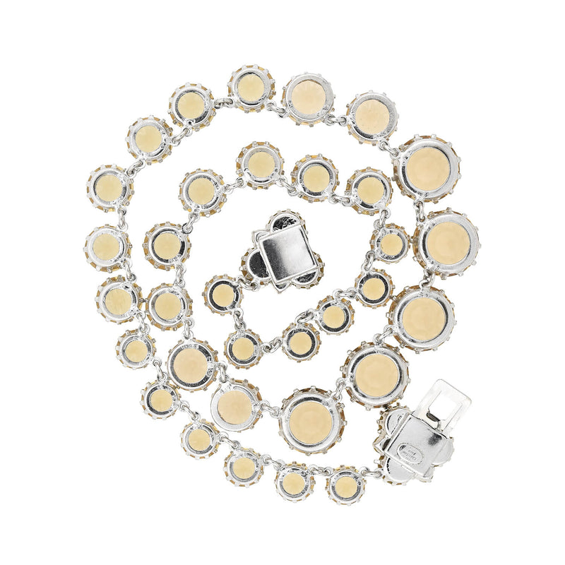 CHRISTIAN DIOR Vintage Champagne Crystal Riviera Necklace + Clip-On Earring Set