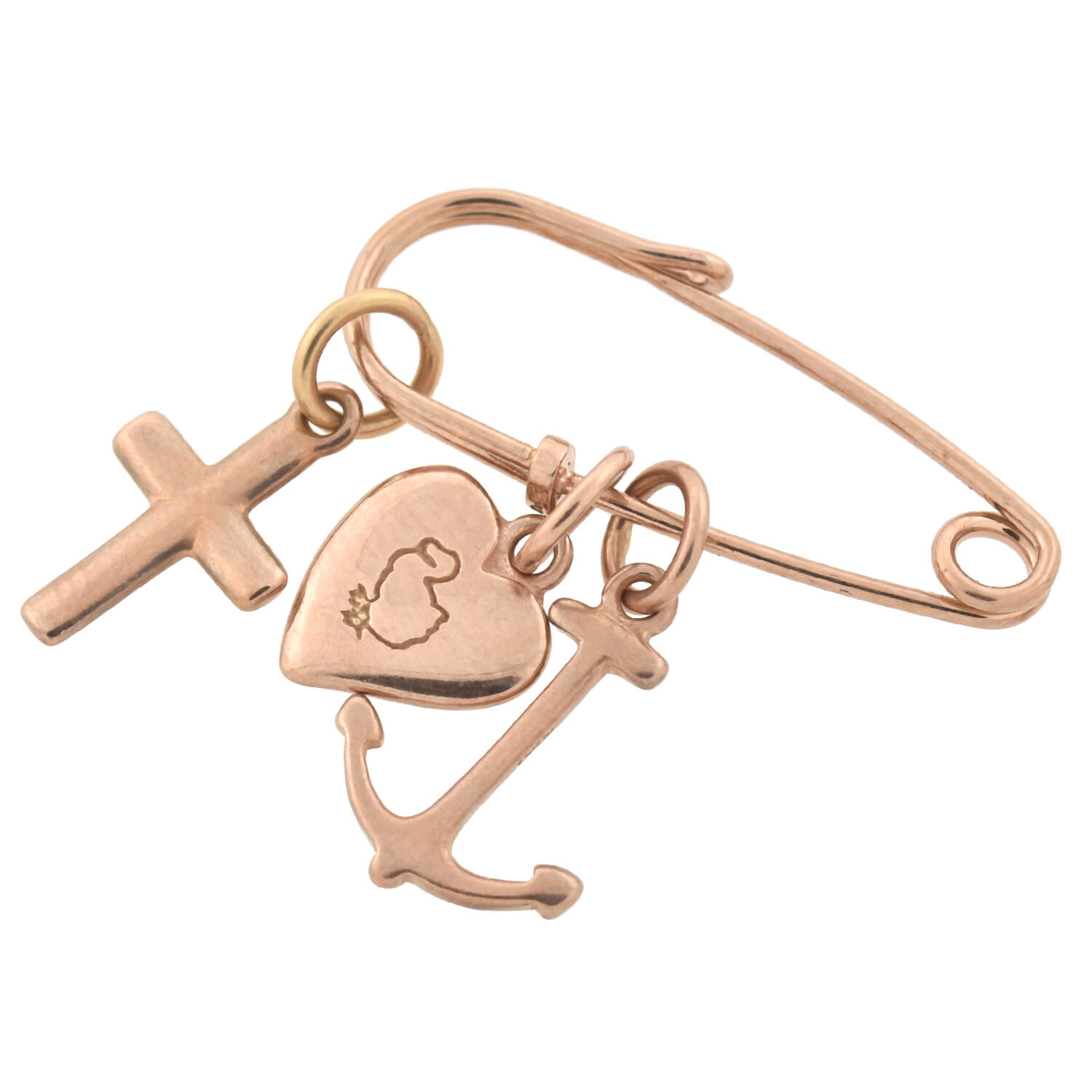 DODO Estate 9kt Rose Gold "Faith, Hope & Charity" Charm Pin