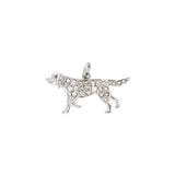 Edwardian Platinum + Rose Cut Diamond Hunting Dog Charm