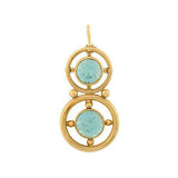 Retro 14kt Natural Blue Zircon Double Circle Pendant