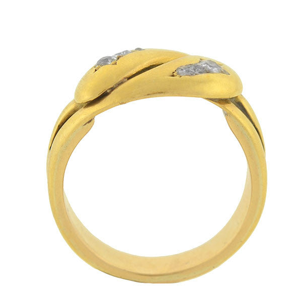 Victorian 18kt Gold Double Snake Ring w/ Diamonds