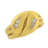 Victorian 18kt Gold Double Snake Ring w/ Diamonds