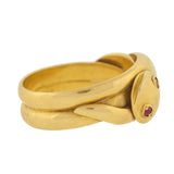Victorian 18kt Ruby + Diamond Double Snake Ring