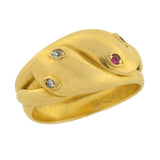 Victorian 18kt Ruby + Diamond Double Snake Ring