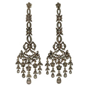 Georgian Silver-Topped Drippy Rose Cut Diamond Earrings