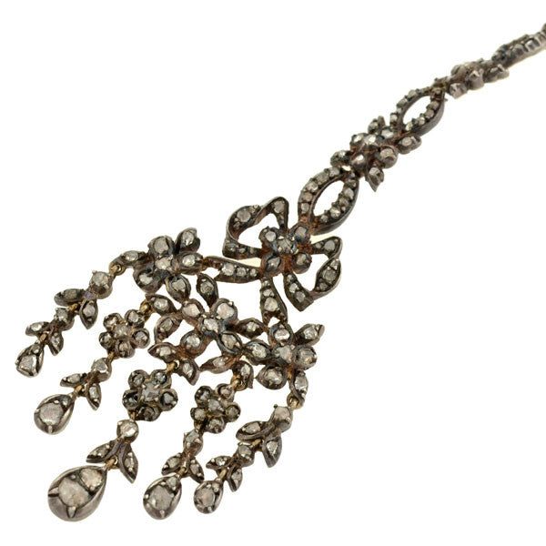 Georgian Silver-Topped Drippy Rose Cut Diamond Earrings