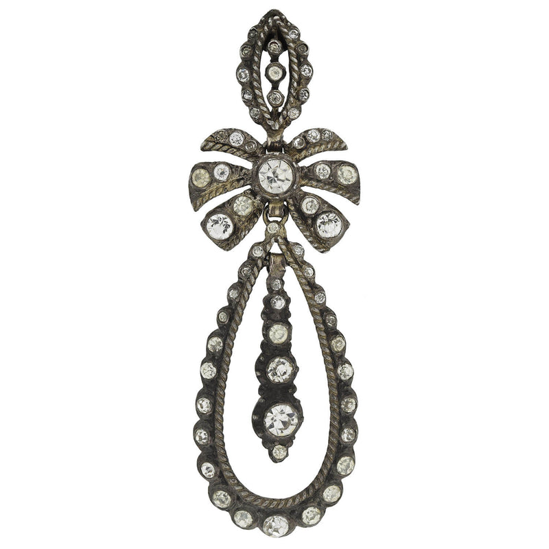 Late Victorian Sterling + French Paste Dramatic Dangle Earrings