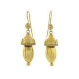 Victorian 14kt Yellow Gold Etruscan Acorn Earrings