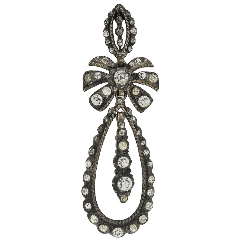 Late Victorian Sterling + French Paste Dramatic Dangle Earrings