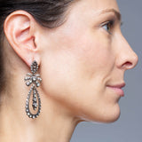 Late Victorian Sterling + French Paste Dramatic Dangle Earrings