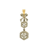 Edwardian 14kt Mixed Metals Diamond & Bow Pendant