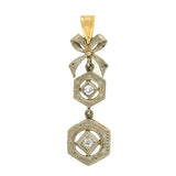 Edwardian 14kt Mixed Metals Diamond & Bow Pendant