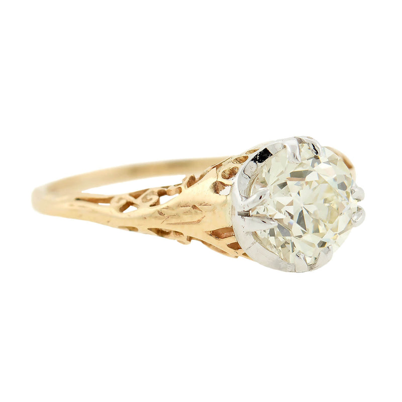 Edwardian 14k Mixed Metals Diamond Engagement Ring 1.57ct